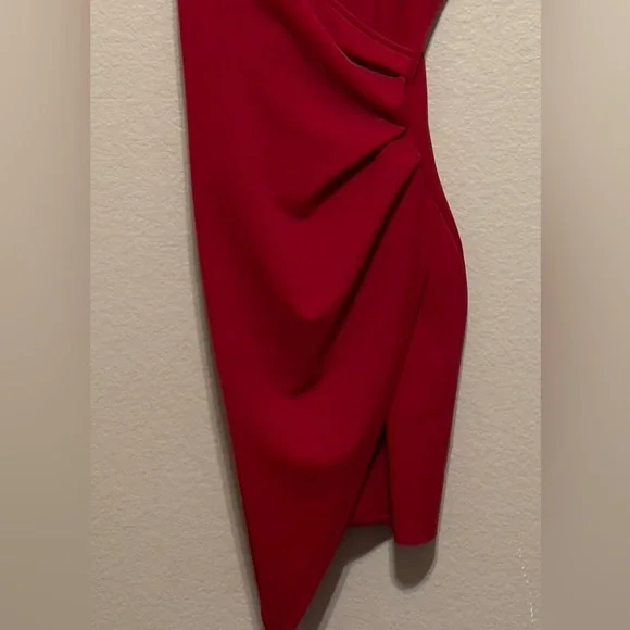 SHEIN V-Neck Body wrap Asymmetrical Dress Sz Small Red. - Picture 9 of 12